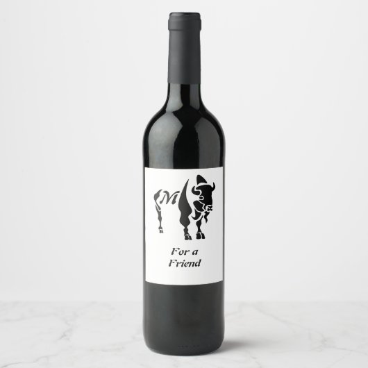 Silhouette Black Buffalo Monogram Wijn Etiket (Voorkant)