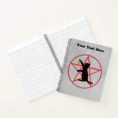 Silhouette Black Cat Holding Star Red Pentagram Notitieboek (Binnen)
