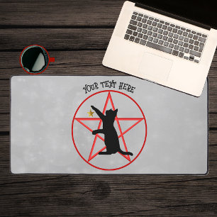 Silhouette Black Cat Reaching voor Star Pentagram Bureaumat
