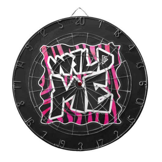 Silhouette Black en Hot Pink Zebra Dartbord (Voorkant)