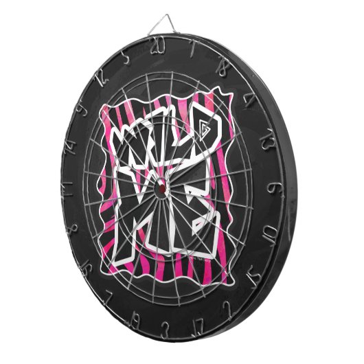 Silhouette Black en Hot Pink Zebra Dartbord (Voorkant Rechts)