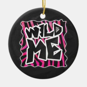 Silhouette Black en Hot Pink Zebra Keramisch Ornament