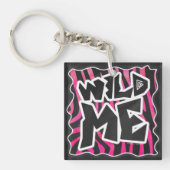 Silhouette Black en Hot Pink Zebra Sleutelhanger (voorkant)