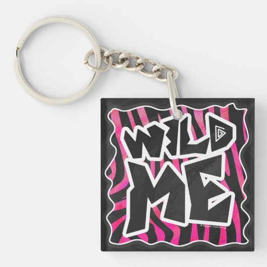 Silhouette Black en Hot Pink Zebra Sleutelhanger (voorkant)