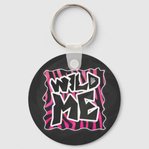 Silhouette Black en Hot Pink Zebra Sleutelhanger