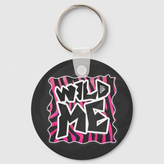 Silhouette Black en Hot Pink Zebra Sleutelhanger (Voorkant)