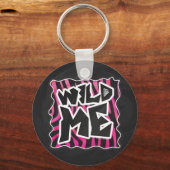 Silhouette Black en Hot Pink Zebra Sleutelhanger (Voorkant)