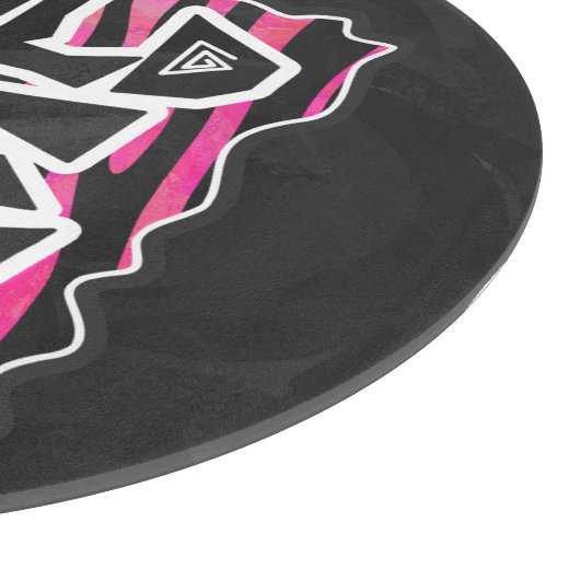 Silhouette Black en Hot Pink Zebra Snijplank (Hoek)
