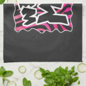 Silhouette Black en Hot Pink Zebra Theedoek (Gevouwen)