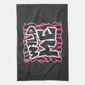 Silhouette Black en Hot Pink Zebra Theedoek (Verticaal)