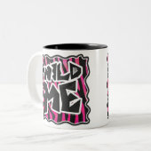 Silhouette Black en Hot Pink Zebra Tweekleurige Koffiemok (Voorkant links)