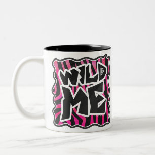Silhouette Black en Hot Pink Zebra Tweekleurige Koffiemok