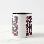 Silhouette Black en Hot Pink Zebra Tweekleurige Koffiemok (Center)
