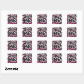 Silhouette Black en Hot Pink Zebra Vierkante Sticker (Vel)