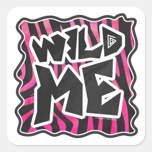 Silhouette Black en Hot Pink Zebra Vierkante Sticker (Voorkant)