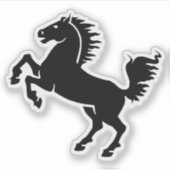 Silhouette Black en White Stallion Rearing Sticker (Voorkant)