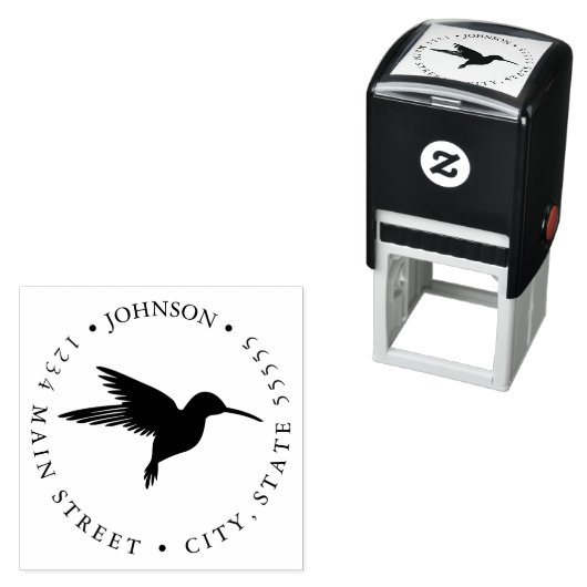 Silhouette Black Hummingbird Return Label Zelfinktende Stempel (In situ)