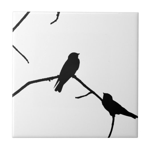 Silhouette Black & White Swallow Pair Tegeltje (Voorkant)