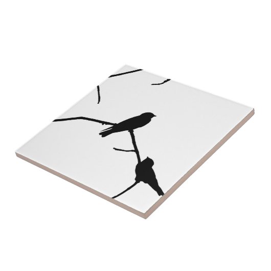 Silhouette Black & White Swallow Pair Tegeltje (Zijkant)