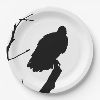 Silhouette Black & White Vulture Bird of Prey Papieren Bordje