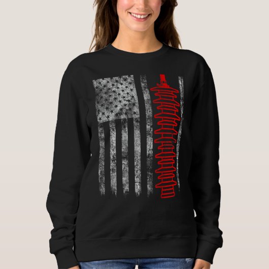 Silhouette Bliksemafleider Amerikaanse Vlag Lijnwe Trui (Voorkant)