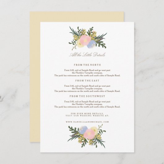 Silhouette Bloemen Wedding Insert Kaart (Voorkant / Achterkant)