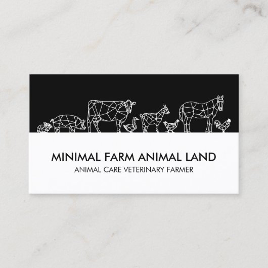 Silhouette Boerderij Duck Koe Goat Donkey Chicken Visitekaartje (Voorkant)