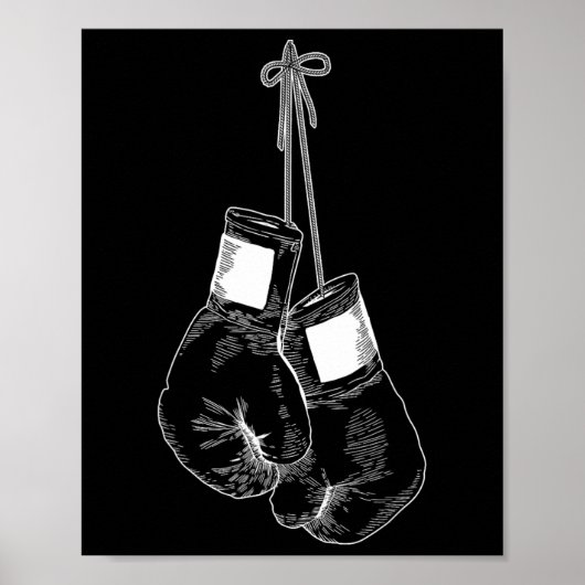 Silhouette boks handschoenen boksen kickboksen spo poster (Voorkant)