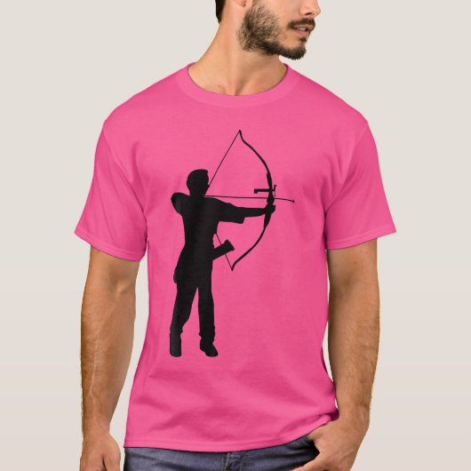 Silhouette Boogschutter Speler Boog En Pijl Schiet T-shirt (Voorkant)