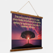 Silhouette-boom met een mooie oceaanroze zon hangend wandkleed (Gebogen)