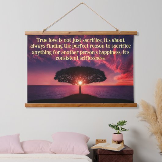 Silhouette-boom met een mooie oceaanroze zon hangend wandkleed (Slaapkamer)