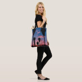 Silhouette boom onder troebele hemel tote bag (Op model)