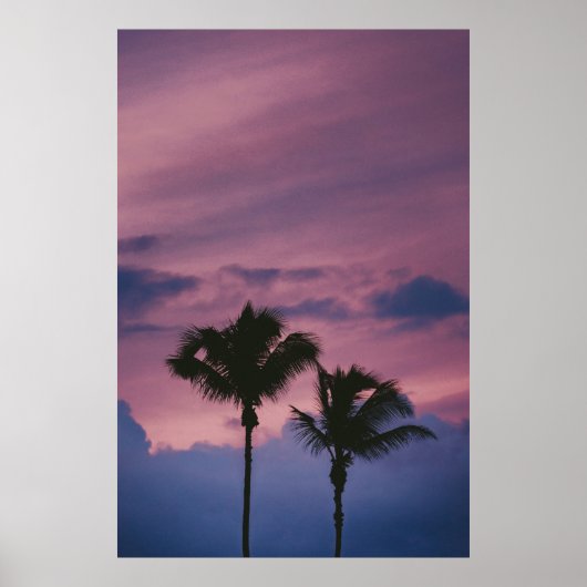 Silhouette boom tijdens zonsondergang poster (Voorkant)