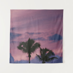 Silhouette boom tijdens zonsondergang wandkleed