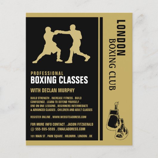 Silhouette Boxing Match, Boxing Class Advert Flyer (Voorkant)