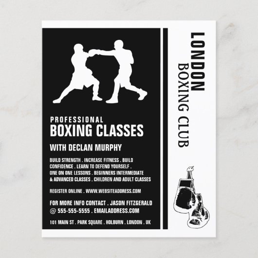Silhouette Boxing Match, Boxing Class Advert Flyer (Voorkant)