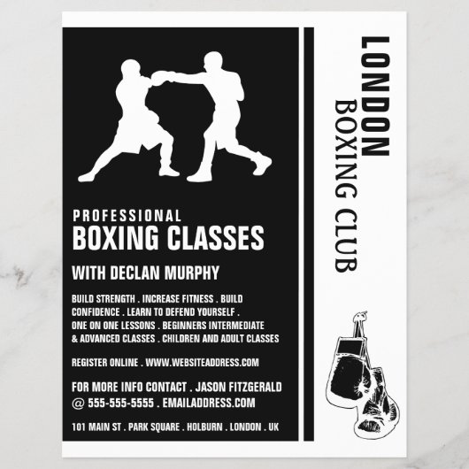 Silhouette Boxing Match, Boxing Class Advert Flyer (Voorkant)