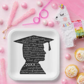 Silhouette Boy Graduate on White  Papieren Bordje (Feest)