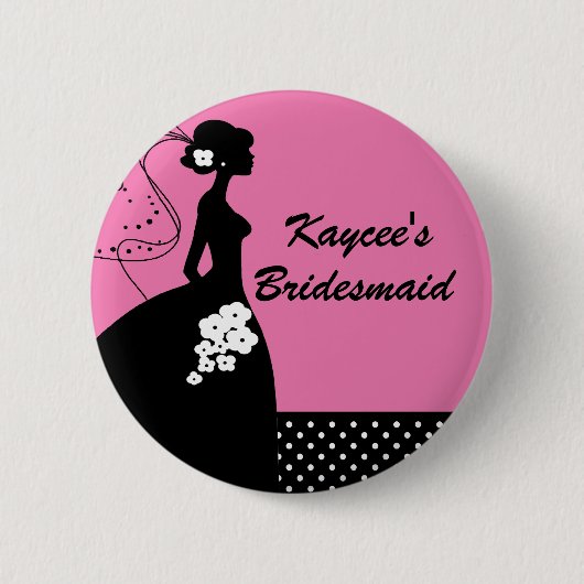 Silhouette Bridal Party Bridesmaid Button (Voorkant)