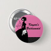 Silhouette Bridal Party Bridesmaid Button (Voorkant /achterkant)