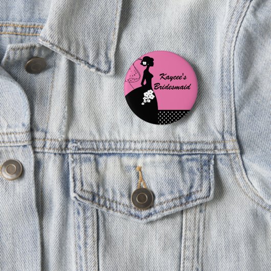 Silhouette Bridal Party Bridesmaid Button (In situ)