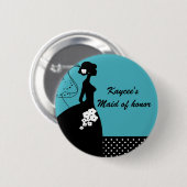 Silhouette Bride Bridal Party Maid of Honor Button (Voorkant /achterkant)