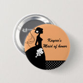 Silhouette Bride Bridal Party Maid of Honor Button (Voorkant /achterkant)