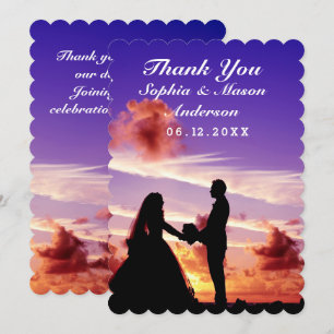 Silhouette Bride & Groom Sunset - Hartelijk dank Kaart