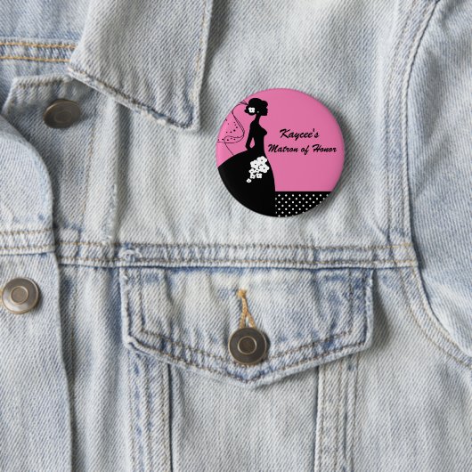Silhouette Bride Matron of Honor Button (In situ)
