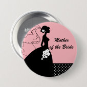 Silhouette Bride Moeder van de Bride Button / Pin (Voorkant /achterkant)