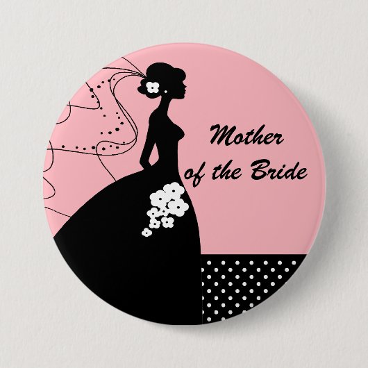 Silhouette Bride Moeder van de Bride Button / Pin (Voorkant)