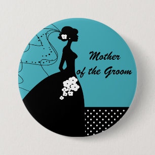 Silhouette Bride Moeder van de Groom Button/Pin Ronde Button 7,6 Cm