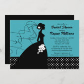 Silhouette Bride Turquoise Vrijgezellenfeest Invit Kaart (Voorkant / Achterkant)