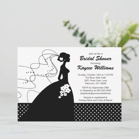 Silhouette Bride Vrijgezellenfeest Invite Kaart (Staand voorkant)